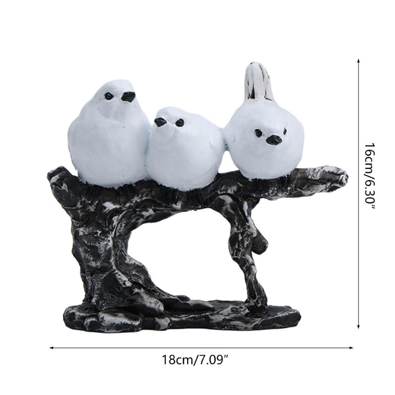 Animal Statue Modern Sculpture for Home Office Desk Decor Resin Birds Figurine Gifts Decorative Birds on Branch Statue