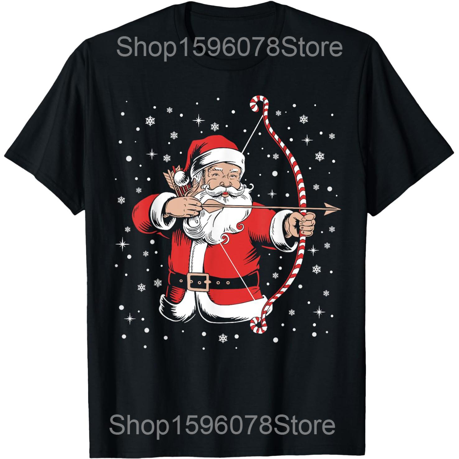 

Funny Xmas Bow Archery Christmas Tree T Shirts Men Women Cotton Humor Streetwear Tee Shirt Short Sleeve Unisex Loose Clothing XL
