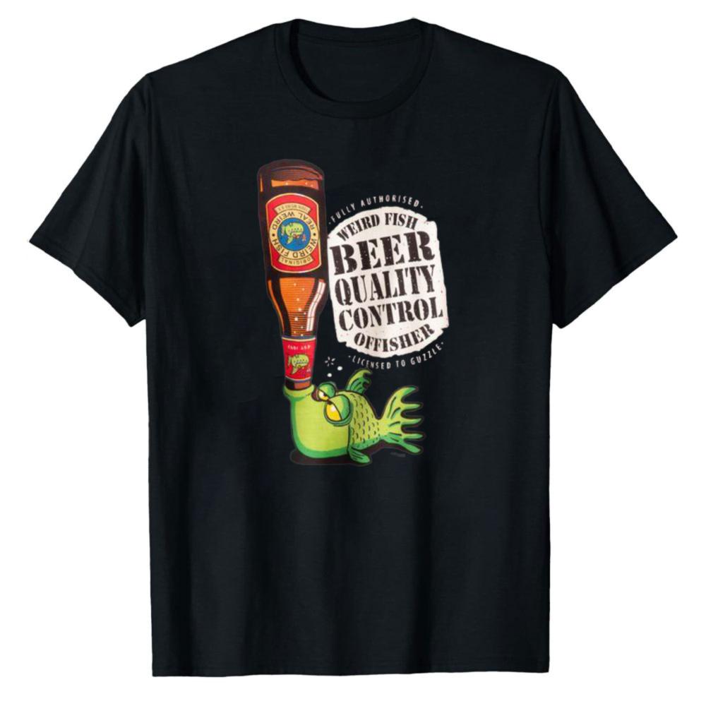 WEIRD FISH BEER CONTROLlo QUALITÀ T-shirt Harajuku Grafica Divertente Outdoor Cotone Alta Qualità Manica Corta