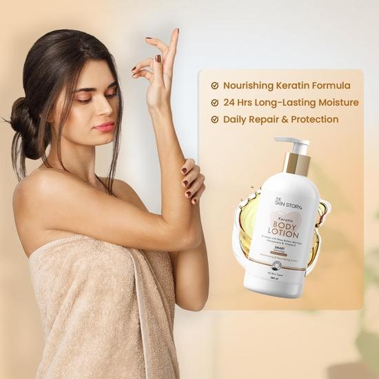 The Skin Story Vitamin E Body Lotion | 24Hrs Long Lasting Moisture and Nourishing | Shea Butter, Moringa, & Vitamin E | UV Protection | 280ml