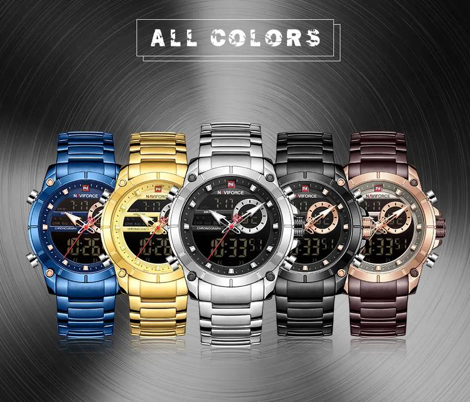 9163 Men Fashion Sport Wrist Watch Steel Waterproof Dual Display Luxury Watches Relogio Masculino Digital Quartz Watch