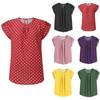 Women's Fashion Summer New Round Neck Spell Polka Dot Print Short Sleeve Casual Tops