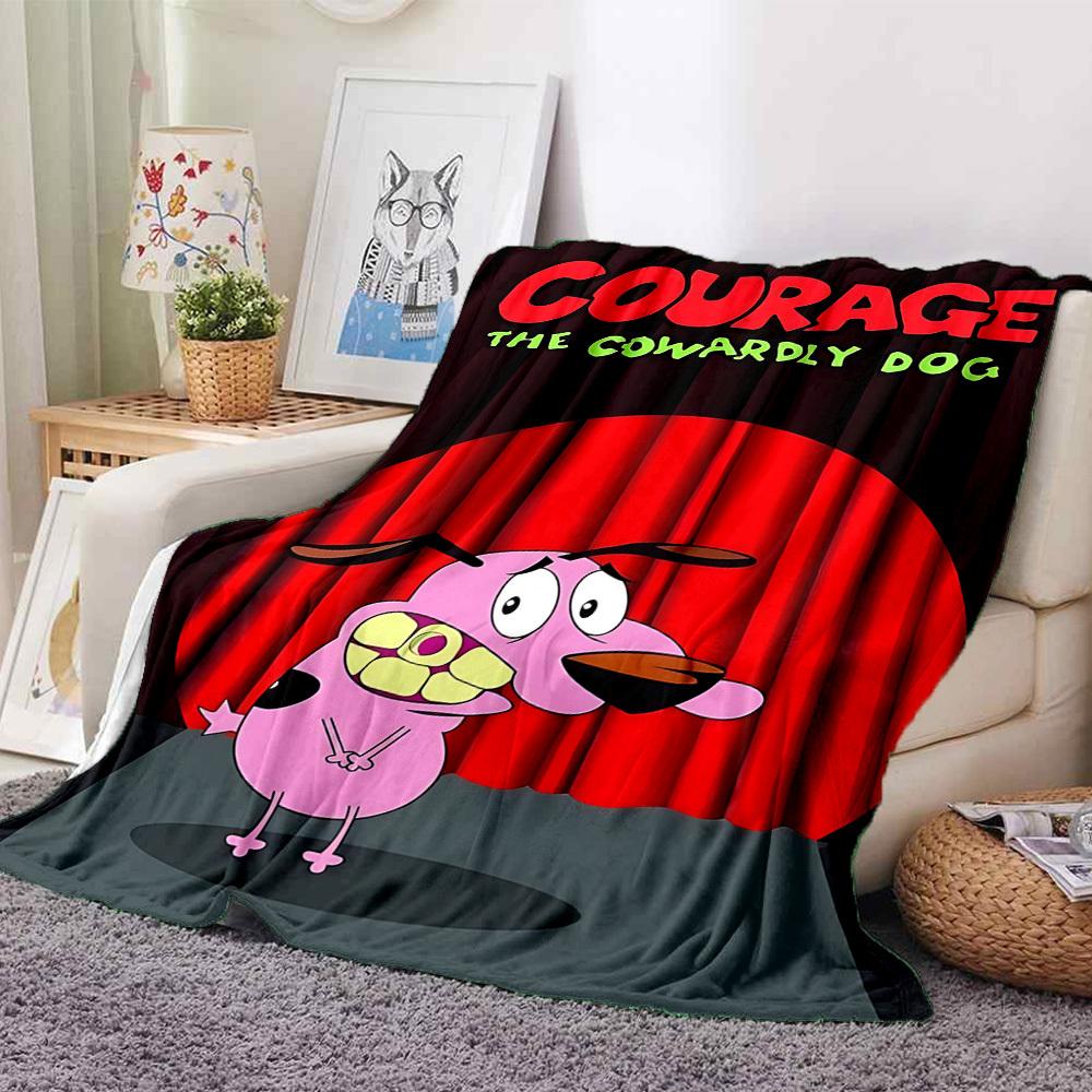

1pc Courage the Cowardly Dog Flannel Throw Blanket - HD Printed Lightweight Soft Warm All-Season Blanket for Sofa, Bed, Travel050 130cmx150cm