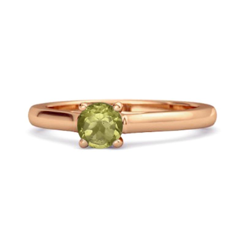 

Solitaire Round Cut Peridot 925 Sterling Silver Rose Gold Vermeil Promise Ring 6.5 рожевий колір золота