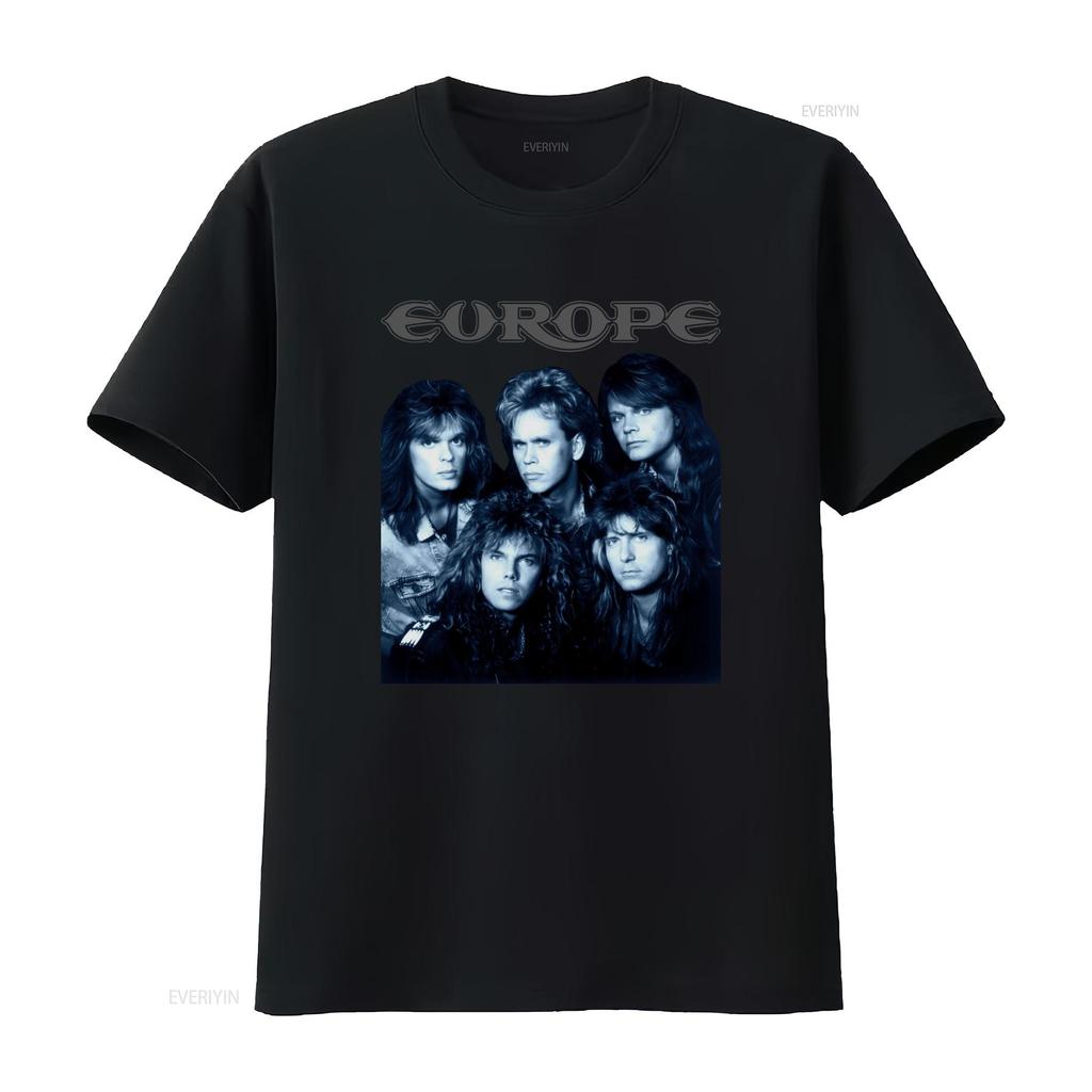Europe Band Members T Shirt Heavy Cotton S 5Xl Black Classic Rock Design Mm465 vintage Washed homme streetwear Versatile