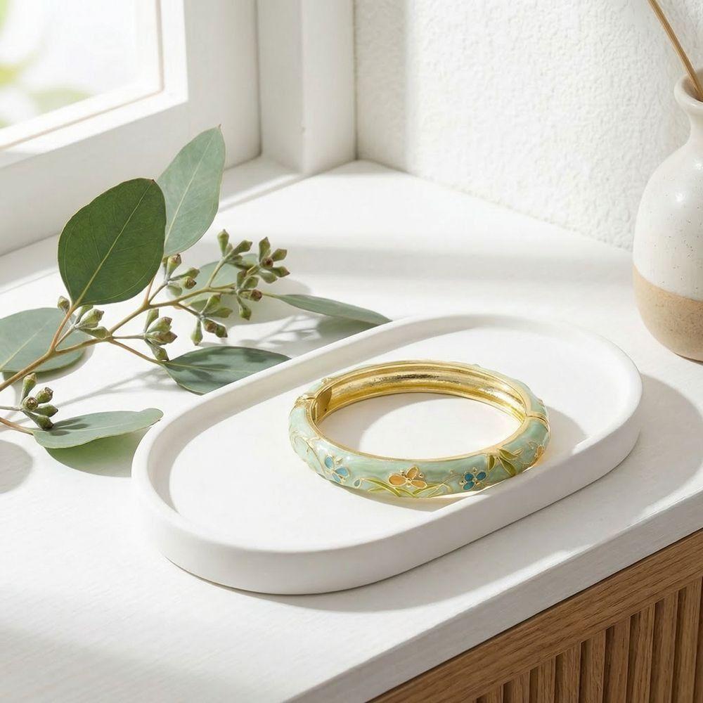 Elegant Enamel Bracelet Zinc Zinc Zinc Alloy Retro Court Floral Bangle Vintage Traditional Jewelry  Fashion