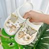 New Fit Hole Shoes DIY Accessories Shoe Flower Shoe Buckle Removable Golden Rhinestone Butterfly Flower Set
