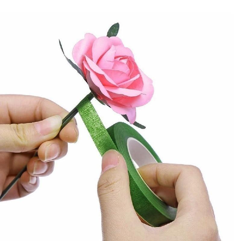 12mm Self-adhesive Green Paper Tape Floral Stem For Garland Wreaths DIY Craft Artificial Silk Flower