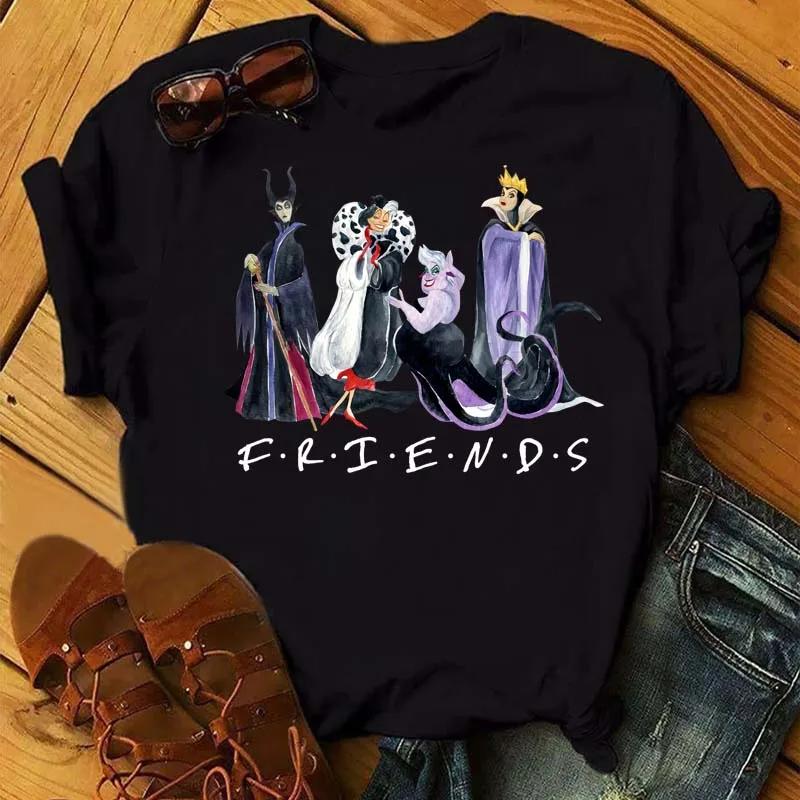 Disney Men Tshirts Fashion Villain Queen Collection Tshirt 90s Ladies Friends Tshirt Kawaii Summer Short Sleeves T Shirt Women