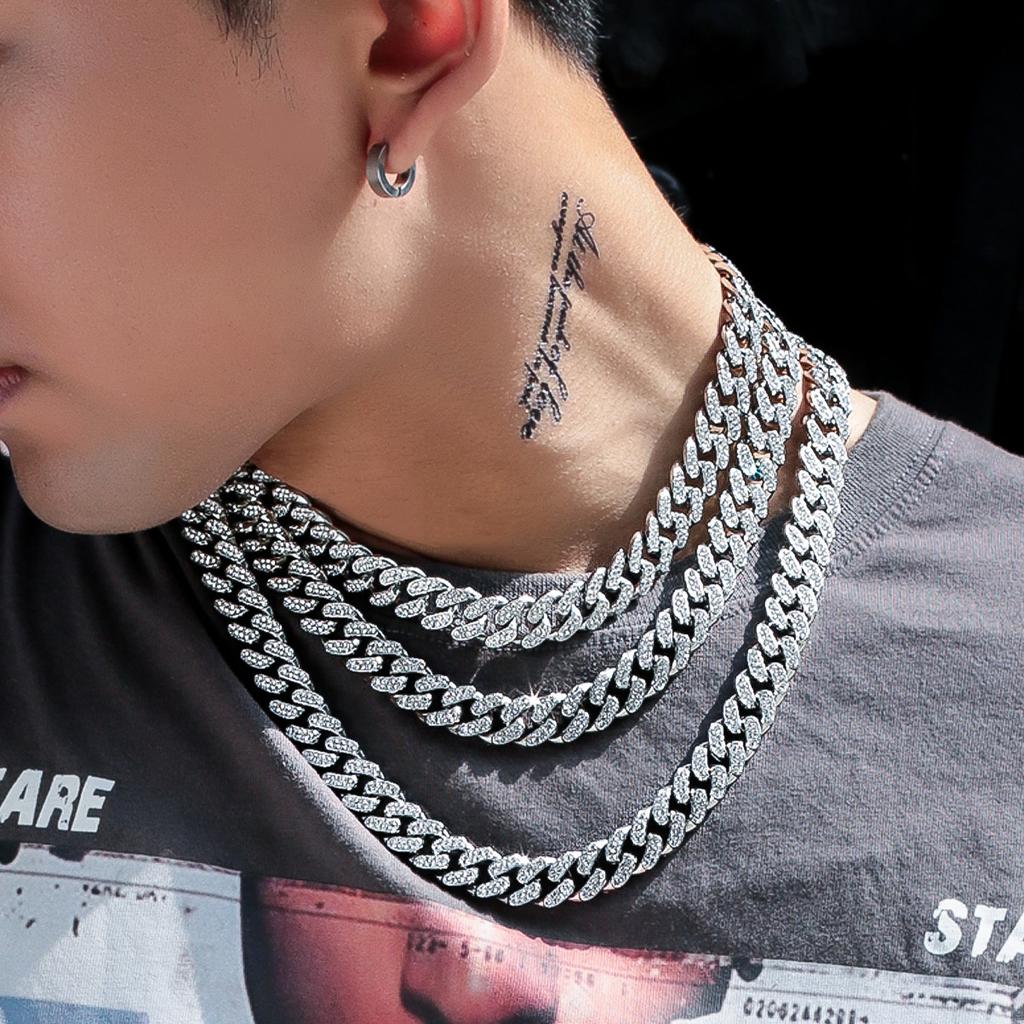 Chaînes pour hommes de 12,5 mm glacées Hip Hop Bijoux pour femmes Collier de chaîne cubaine en diamant de mode Bijoux de glace pour hommes Chaîne à maillons cubains
