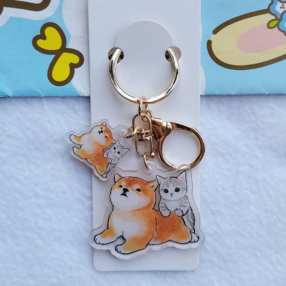 Şeffaf Kedi Anahtarlık Akrilik Kedi Charm Anahtarlık Yaratıcı Köpek Anahtarlık Çanta Kolye