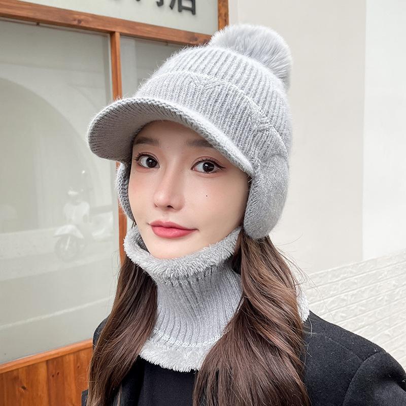Protezione Orecchie Lavorata a Maglia Cappello di Lana da Ciclismo Invernale per Bambini Cappello Pullover con Pompon di Lana Caldo e Spesso Peluche Antivento