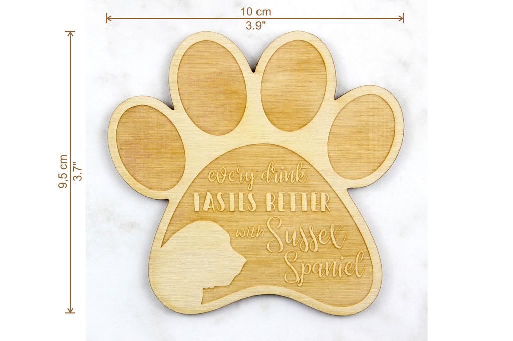 Sussex Spaniel - Mug coaster, engraved coaster with dog, gift for dog lover by Art-Dog brand