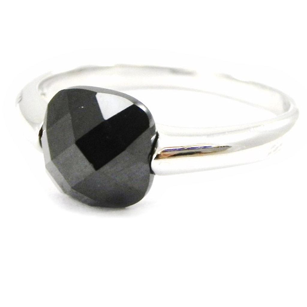 Silver Ring 'Linda' Black Silver (rhodium Plated) - 7x7 Mm