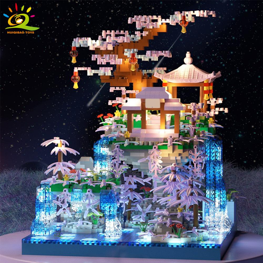 Non-Toxic Moc Ancient Architecture Model Peach Blossom Castle Micro Building Block Assembly Diamond Brick Set Toys Children Gift