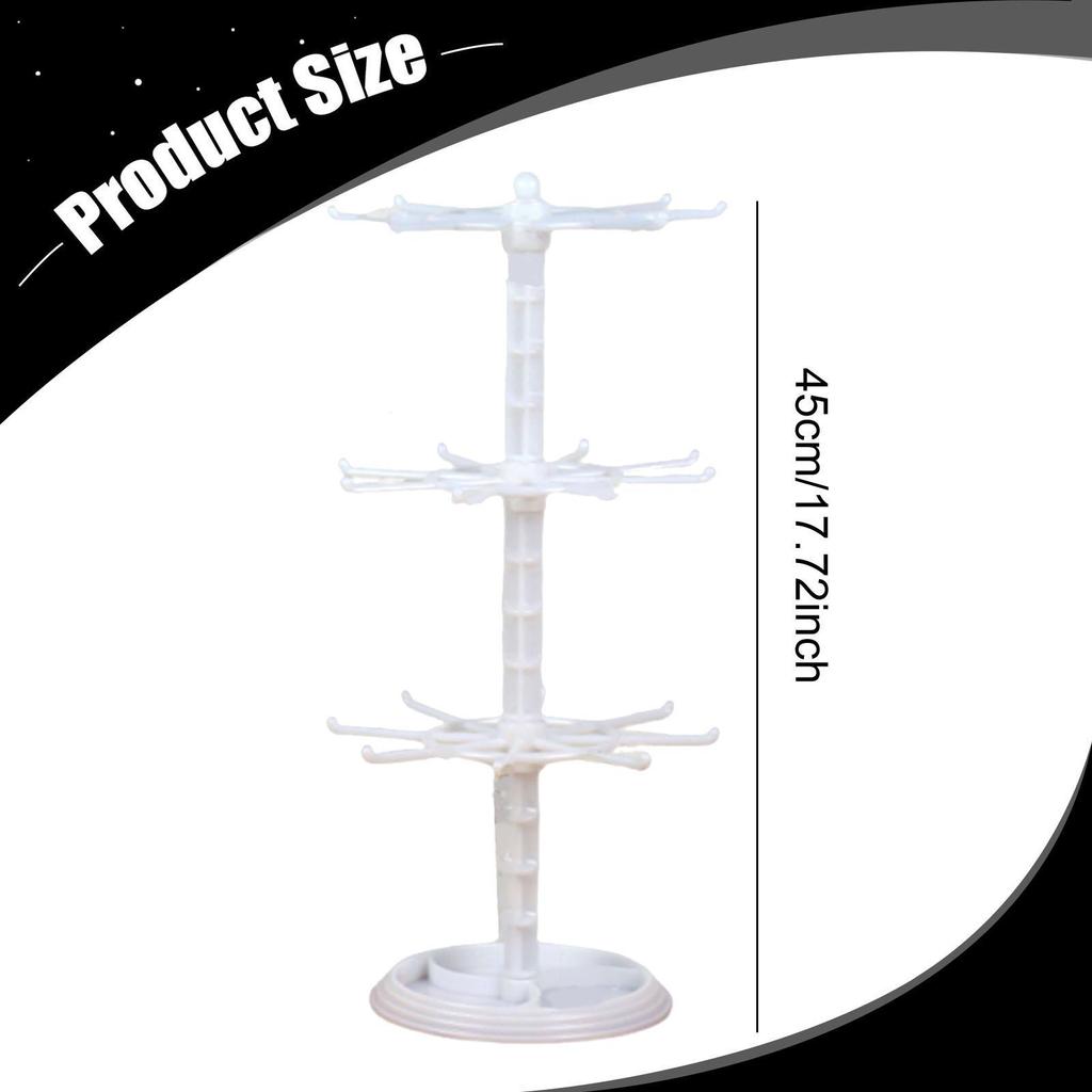 3-Tier Rotating Jewelry Display Stand for Necklaces, Keychains, Watches, Rings, Earrings, Scrunchies