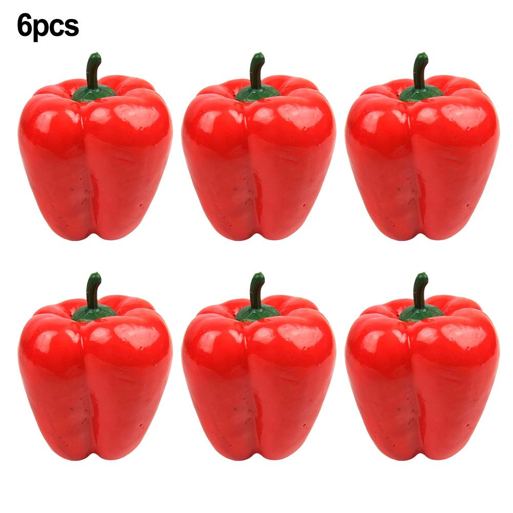 Realistic 6 Pcs Artificial Chili Peppers Simulation Chili Artificial Pepper Fake Vegetables Decoration For Home Kitchen Wall