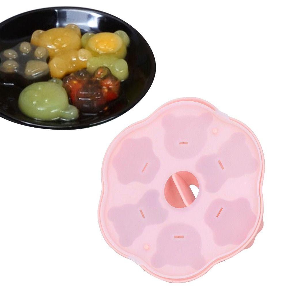 Bear Cat Shape Ice Cube Tray With Lid Pudding Mold Cute Silicone Mold Home
