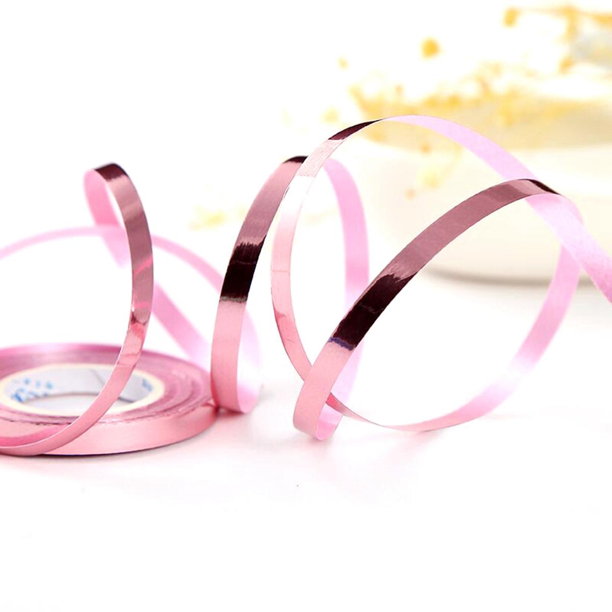 

10m Christmas Curling Gift Wrapping DIY Home Party Supplies Foil Laser Ribbons Balloon Rope розовый