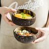 12-15cm  Natural Coconut Bowl Set Wooden Salad Ramen Bowl Coconut Wood Spoon Set Coco Smoothie Kitchen Tableware Coconut Bowl
