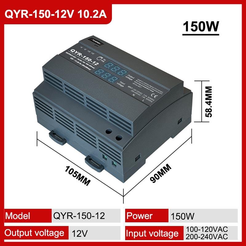60W 100W 150W DIN Rail Switching Power Supply with Industrial Step Shaped AC-DC 12V 24V Digital Display for LED Light Strip