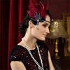 1920s Elegant Rhinestone Leaf Feathered Hairband For Wedding Party and Formal Event Comfortable Elastic Band Headwear