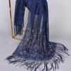 Women Fashion Elegant Solid Color Lace Hollow Tassel Muslim Scarf Headscarf