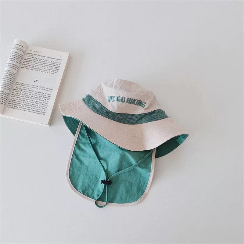 Children's Unisex Wide Brim Sun Hat with Shawl - Spring & Summer Korean Style