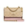 Klare 18 Classic Presbyopia Buckle Closure Coated Canvas and Leather Shoulder Crossbody Bag Small Women's Khaki and Pink