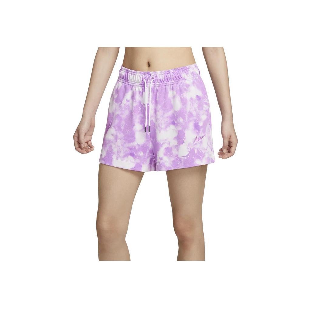 Nike Sportswear Logo Embroidered Tie-Dye Design High-Waisted Straight Regular Shorts Women shorts Light-Grass Purple DV7923-532