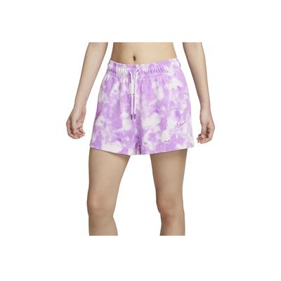 Sportswear Logo Embroidered Tie-Dye Design High-Waisted Straight Regular Shorts Women Shorts Light-Grass Purple DV7923-532