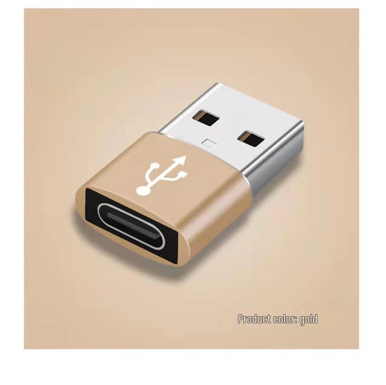 

Адаптер USB-C на USB-A для передачи данных с мобильных устройств и флеш-накопителей золотой