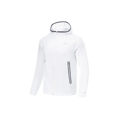 Li Ning Fitness Series Einfarbiges Kapuzen-Sport-Cardigan-Sweatshirt Herren Sweatshirts Standard-Weiß AWDT439-5