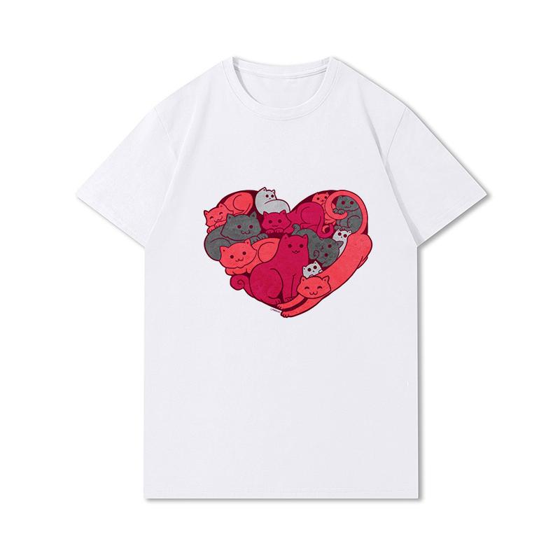 S-3XL 100 Fantasie Harajuku Grafica Estiva Bianca Magliette Donna Stampate Casual Maniche Corte Top Girocollo