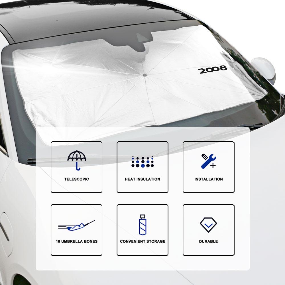 Pro Peugeot 206 207 307 308 508 407 408 2008 5008 Auto Přední sklo Slunečník Clony Auto Flodable Kryt sluneční clony