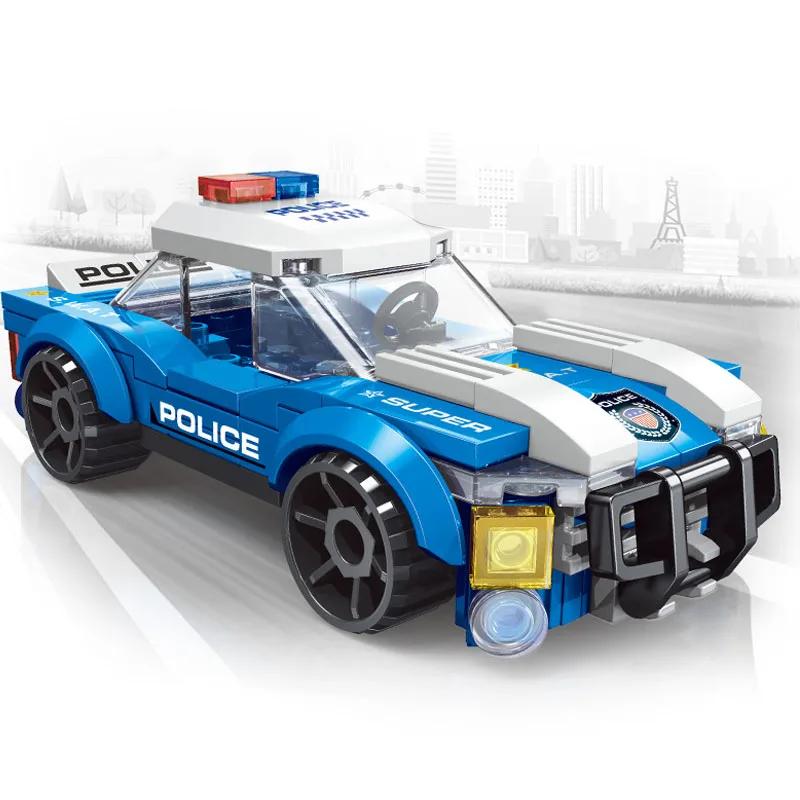 City Patrol Police Motorcycle Car Pursuit Prisoners Model Building Blocks Enlighten Action Figure Toys For Children