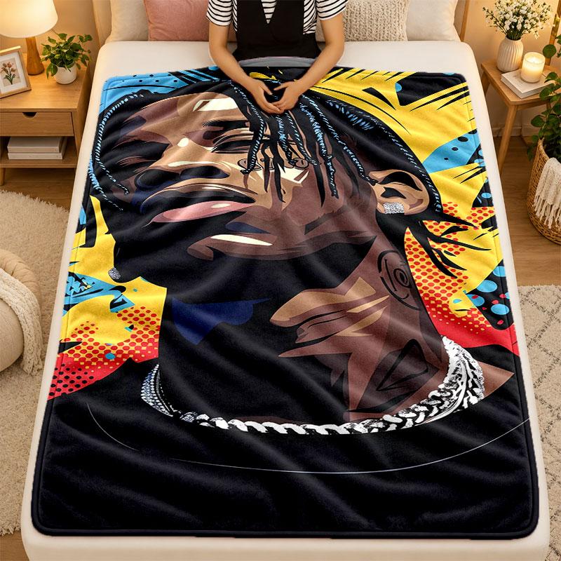 Flannel BlanketTravis Scott Warm Soft Throw Blanket for Indoor Sofa Bed Living Room Use