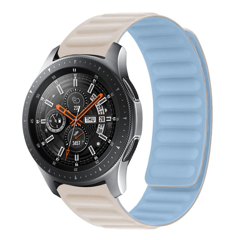 For Huawei GT4/GT3/PRO and Samsung Watch 4 silicone magnetic strap with color contrast, extended version for 20/22mm watch bands Bundle1&18MM ярко-розовый