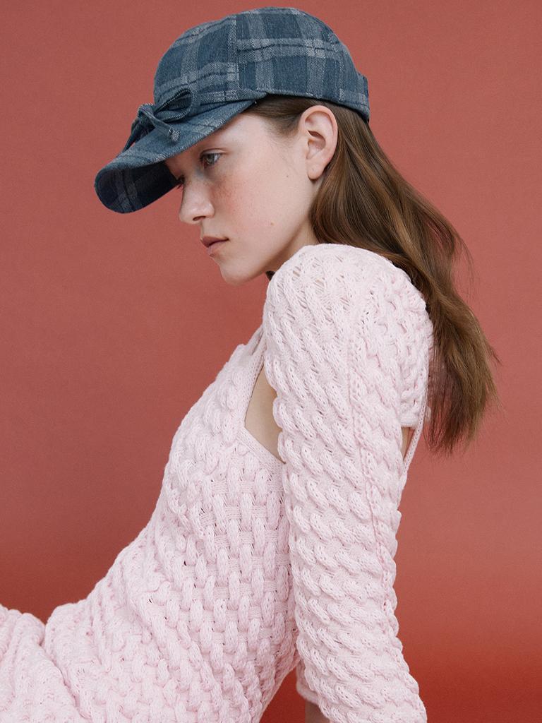 Eosseomnijeu Basic Ball Cap_Ribbon_Check Charcoal