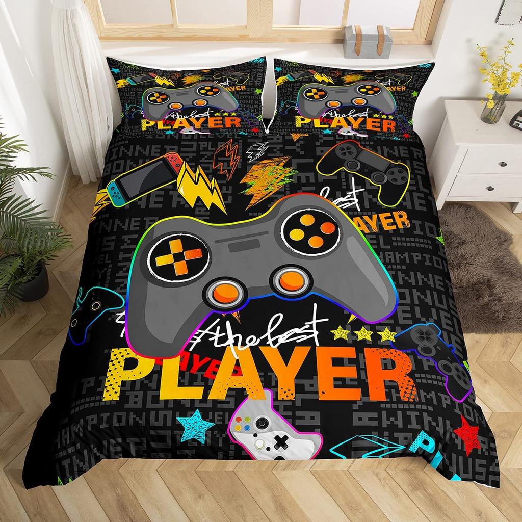 Gaming Duvet Cover Twin Queen Game Controller Bedding Set For Child Teens Gamer Room Decor Microfiber Gamepad Comforter Cover