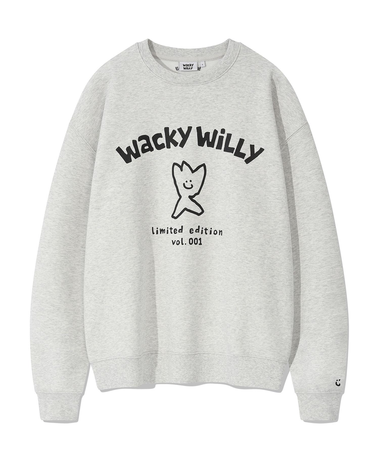Свитшот с логотипом Wacky Willy, типографика, светло-серый L
