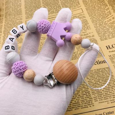 Baby Comfort Pacifier Chain Children's Beech Wood Silicone Non Bisphenol Pacifier Chain Kids Toy Pendant Pacifier Accessories