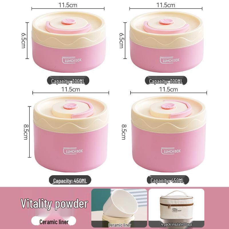 Microwaveable Insulated Ceramic Bento Lunch Box - Portable, Multi-Layer for Students and Office Workers