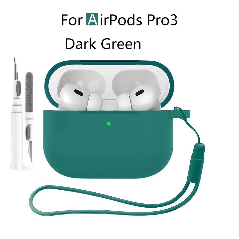 New 2025 For Apple Airpods Pro 3 Case Soft Silicone Full Protective Cover with Cleaning Kit and Keychain for Airpods Pro 3 Case