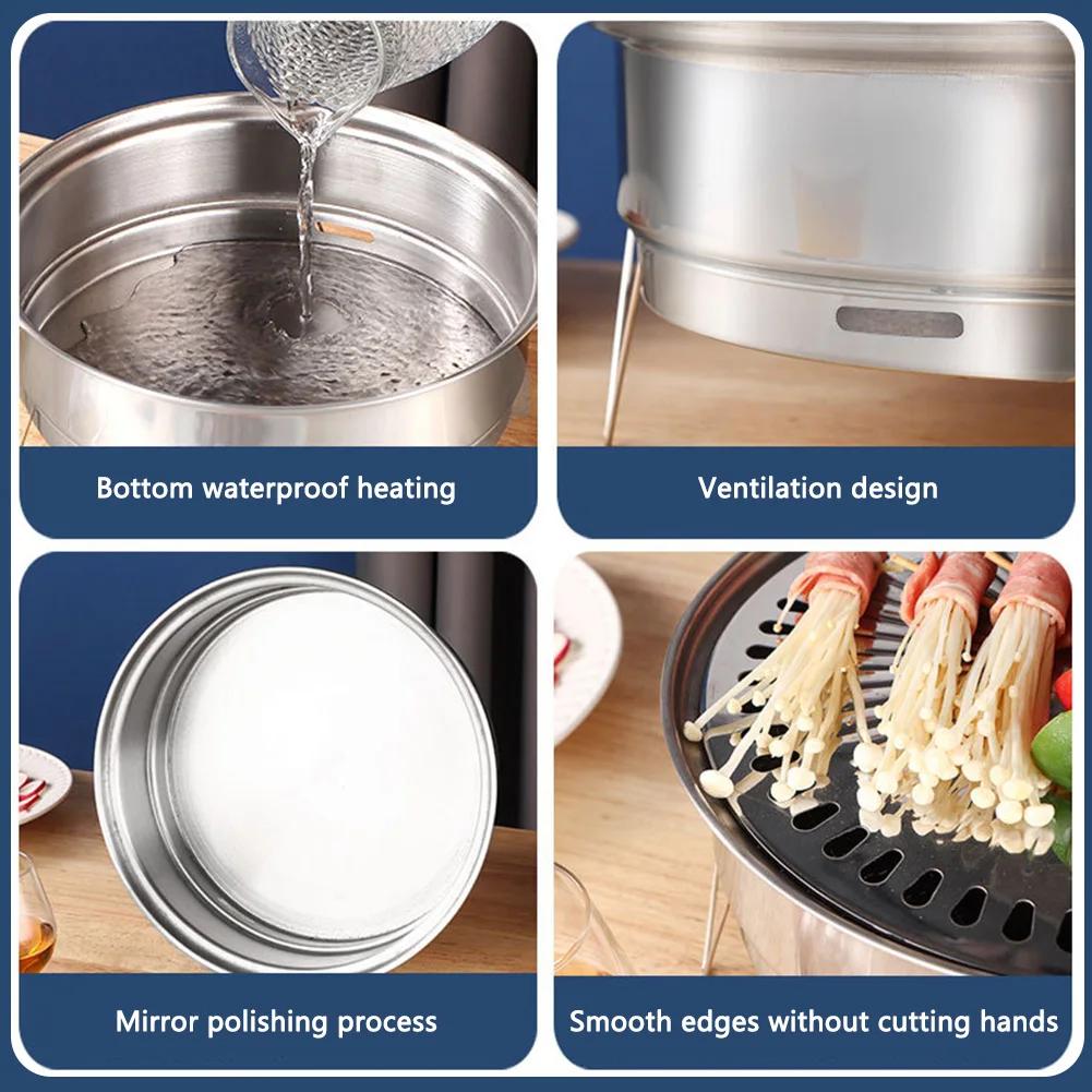 Stainless Steel Korean-Style Charcoal Grilling Oven Outdoor Home Kitchen Outdoor Garden Camping Rotisserie Oven Carbon Grill Pan
