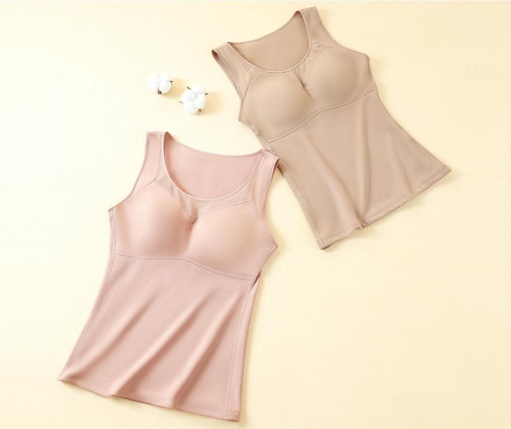 2025 Women's Mulberry Silk Warm Vest: Beautiful Back Design & Built-in Bra