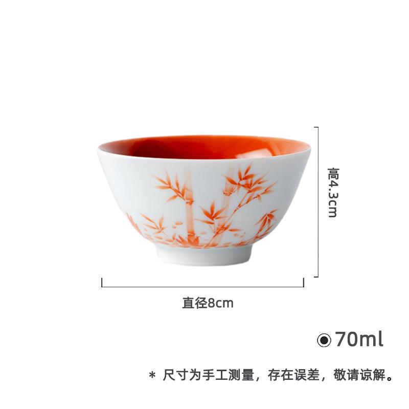 

2pc/lot Hand-painted Underglaze Color Bamboo Teacup Ancient Tea Bowl Jug Tea-tasting Smelling Cup Chazhan Master Cups Craft 70ml