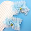 4Pcs Delicate Lace Trimmed Bows Charm Bracelet With Bells Decoration Anklet Gift for Halloween Prom Masquerades