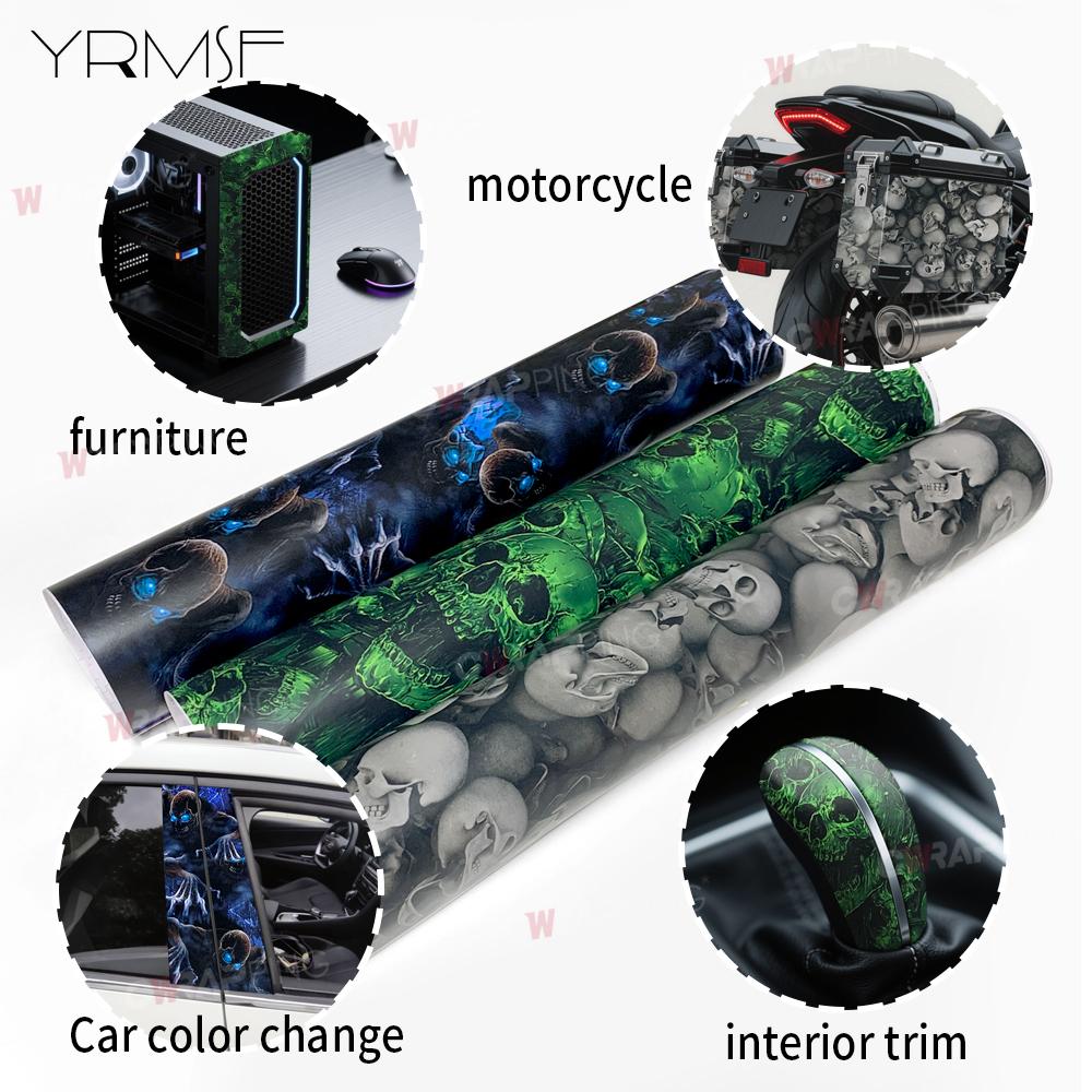 Personality Motorcycle Stickers for Car Graffiti Wrap Foil Car Adhesive Vinyl Skull Pattern Motorcycles Waterproof Paint Sticker