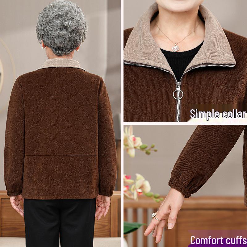 Omas Herbst-Reißverschlussjacke 2025 für Frauen mittleren und höheren Alters - Lockere Passform